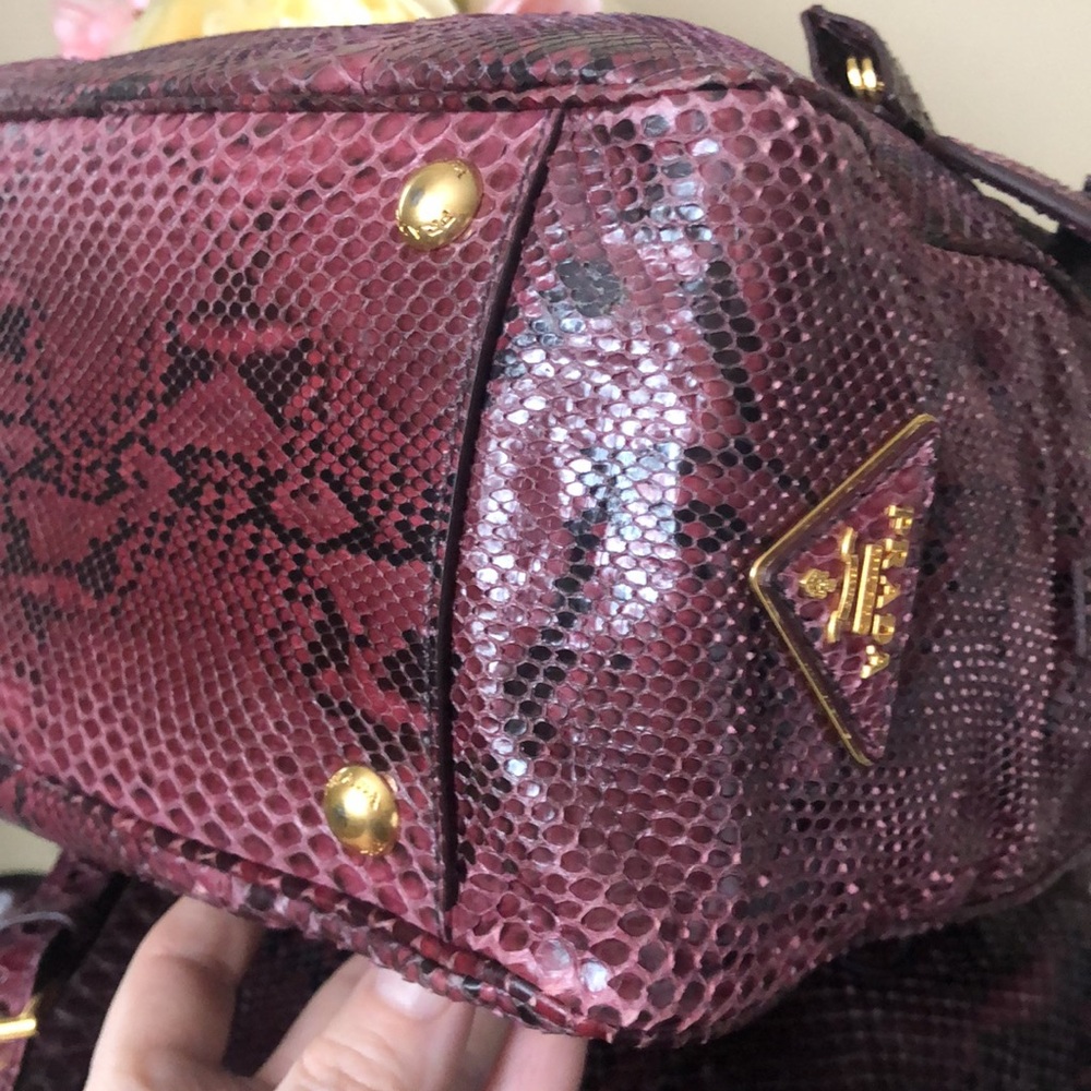 PRADA Purple Snakeskin Bauletto BL0756 Satchel Purse Bag - Picture 8 of 16